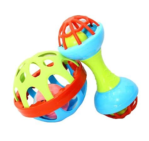 Octra Colorful Soft Ball and Dumbbell Combo Rattle Toy for Baby Bath ...