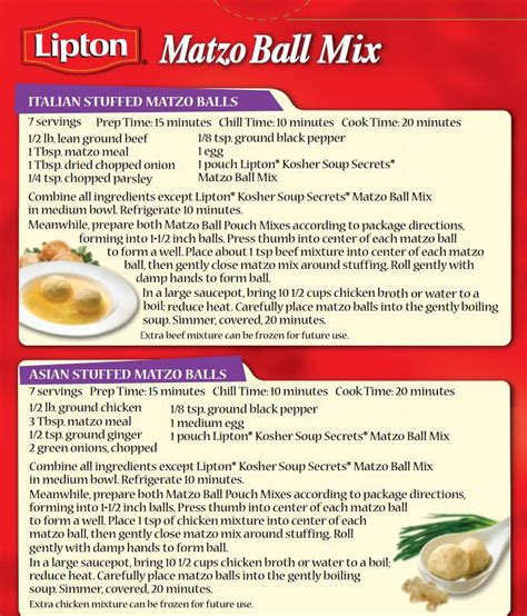 Lipton Kosher Matzo Ball Mix 4.5oz, Fluffy and Easy to Prepare for Soup ...