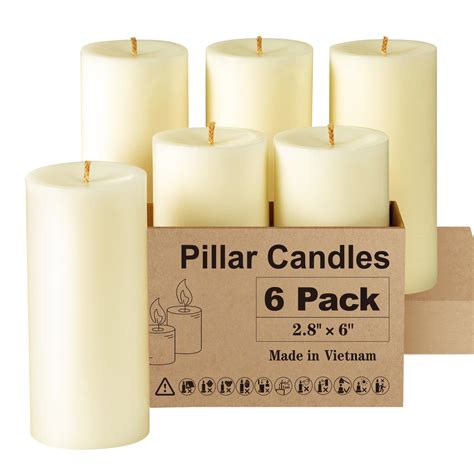 Amazon.com: Ashlux Ivory Pillar Candles, Set of 6 Wax,70 Hours Long ...