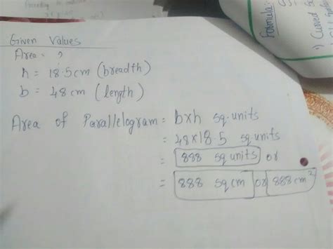 The area of the parallelogram one of whose sides measures 48 vm and the ...