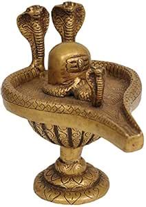 Buy Exotic India Shiva Linga with Twin Snakes - Brass Statue Online at ...