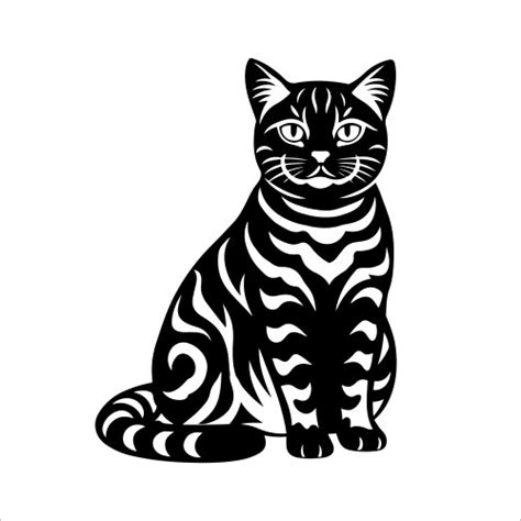American shorthair cat sitting silhouette Vector Image