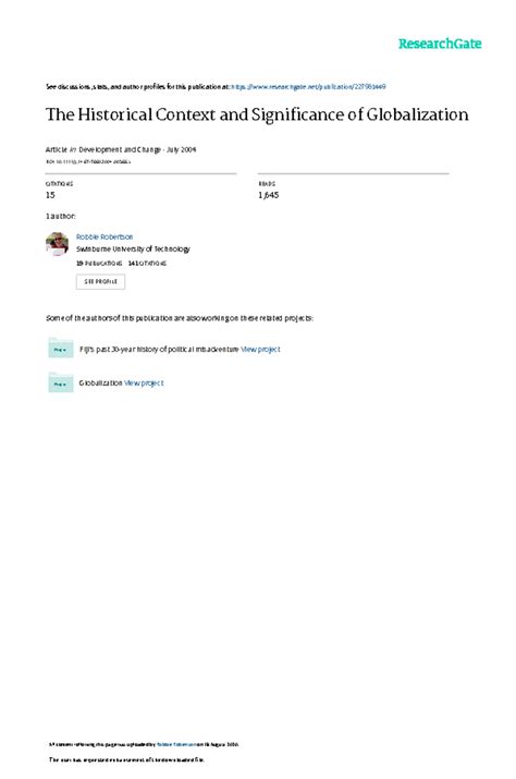 The Historical Context and Significance of Globali - See discussions ...