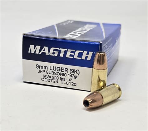 Magtech 9mm Ammunition Subsonic MT9K 147 Grain Jacketed Hollow Point 50 ...