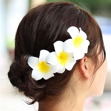 Amazon.com : JEWEKY Hawaiian Flower Hair Clip Plumeria Hair Pin Beach ...