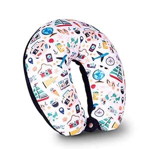 HOOPY Travel Neck Pillow in Soft Fabric for Head, Neck, Shoulder ...