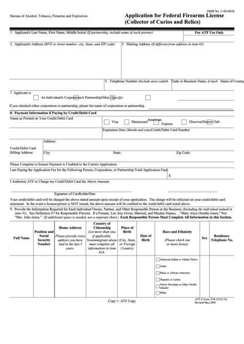 Fillable Application For Federal Firearms License printable pdf download