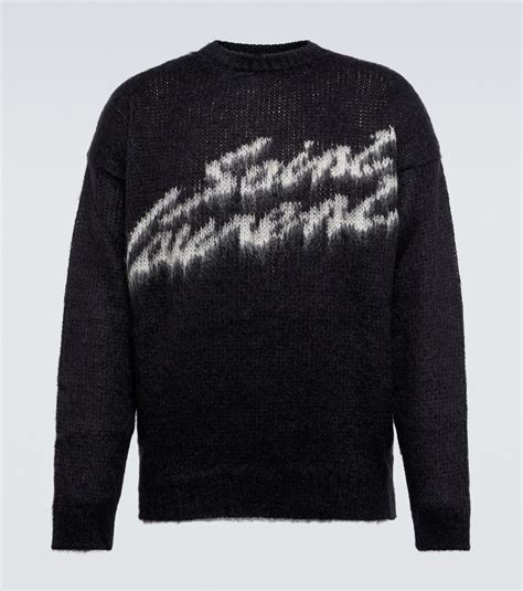 Saint Laurent Logo Mohair-blend Sweater in Black for Men | Lyst
