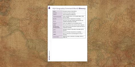 AQA Geography Command Words Glossary
