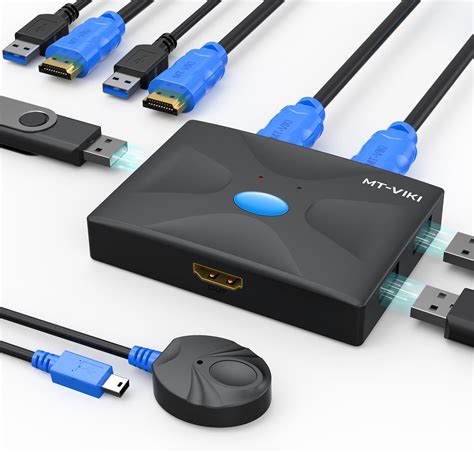 HDMI KVM Switch 2 Port, MT-VIKI 4K@30Hz KVM Switch for 2 Computers ...