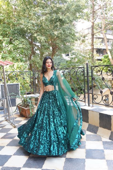 TCR Green Embellished Lehenga Set! – TheClothingRental