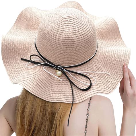 IDALL Sun Hat Beach Hat Women Summer Wide Straw Hat Beach Foldable Sun ...