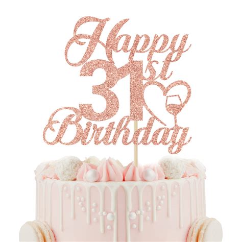 Happy 31st Birthday Cake Topper - 31st Birthday Decorations for Women ...