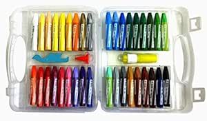 Set of 36 Non-Toxic Oil Pastel Crayon Sticks with Plastic Carry Case ...