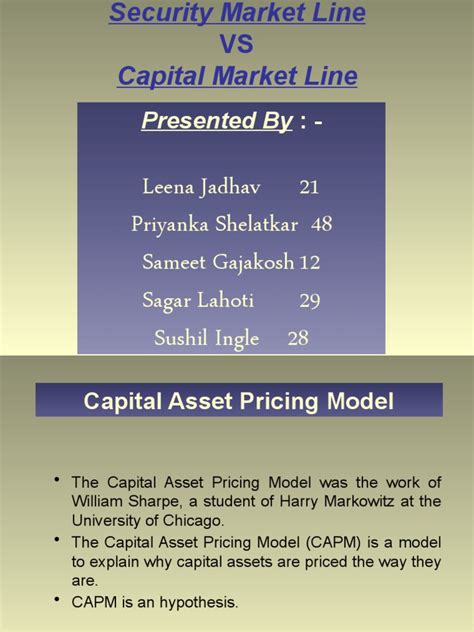 Security Market Line and Capital Market Line (SML CML) | PDF | Capital Asset Pricing Model ...