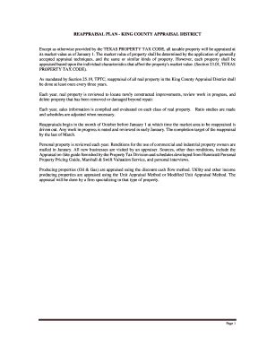 Fillable Online REAPPRAISAL PLAN - KING COUNTY APPRAISAL DISTRICT ...