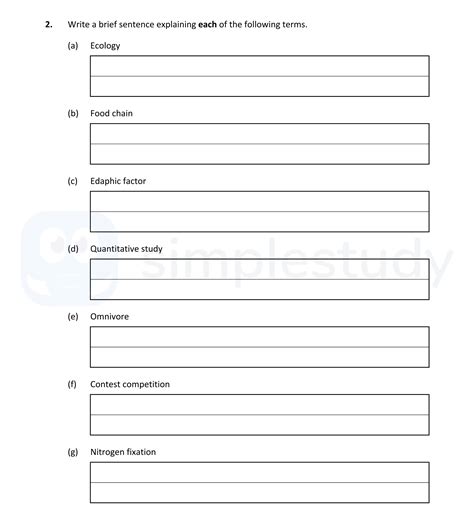 Leaving Cert Biology Ecology & Ecosystems: Write a brief sentence explainin