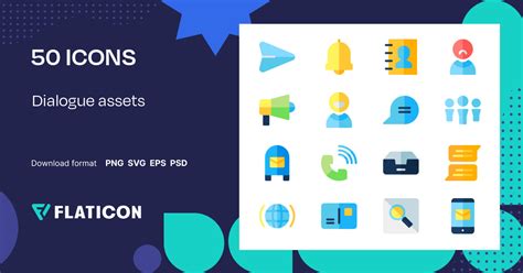 Dialogue assets Icon Pack | Flat | 50 .SVG Icons