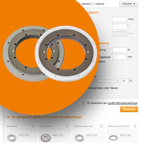 iglidur® slewing ring, PRT-04, aluminium housing, sliding elements made ...