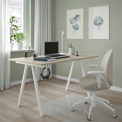TROTTEN Desk, beige/white, 140x80 cm (551/8x311/2") - IKEA