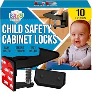 Upgraded Baby Proofing Cabinet Latch Locks - Child Safety Latches 10 ...