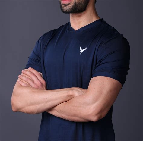 Yoddha Stretch - V neck Blue-Heaven T Shirt – Yoddha Sports