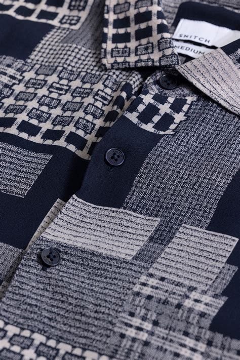 Buy Men's GeoGlam Navy Shirt Online | SNITCH