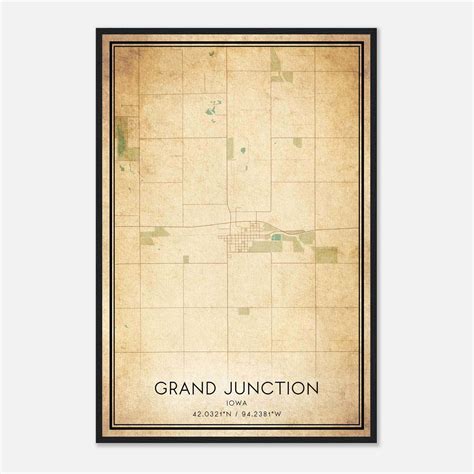 Vintage Grand Junction Iowa Map Poster, Grand Junction IA City Road ...