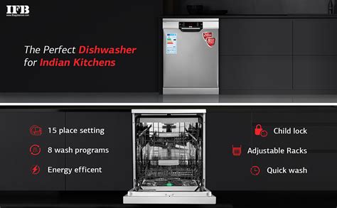 IFB 15 Place Settings Hot Water Wash Free Standing Dishwasher (Neptune ...