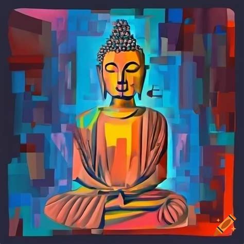 Cubist artwork of buddha on Craiyon