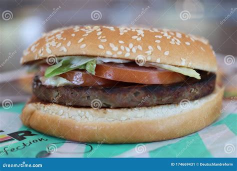 Extreme Close Up of Impossible Whopper at Burger King Restaurant ...