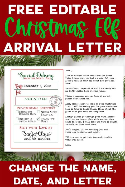 Elf Return Letter Free Printable - Free Editable Arrival Letter from ...