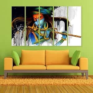Hktrader Lord Krishna, Krishan Ji 5 Panel Wall Art – Digitally Printed ...