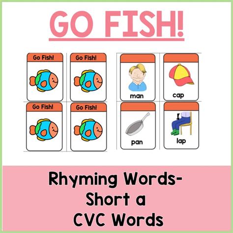 Short Vowel A Rhyming Words Go Fish Game | Phonics Center Activity
