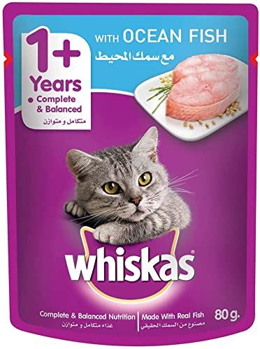 Buy Whiskas Adult (+1 year) Wet Cat Food, Ocean Fish, 80g Pouch Online ...