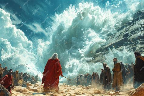 Premium Photo | A dynamic illustration of the moment Moses strikes the ...