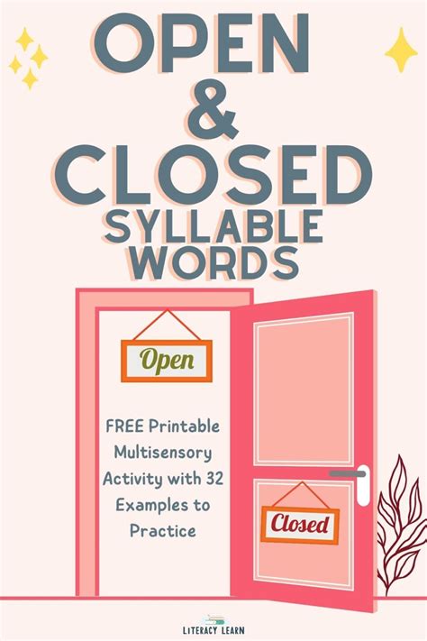 Open Closed Syllables Word Lists 的图像结果