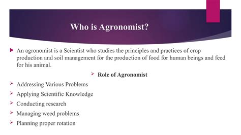 definition of agronomy and its importance pptx | PPTX