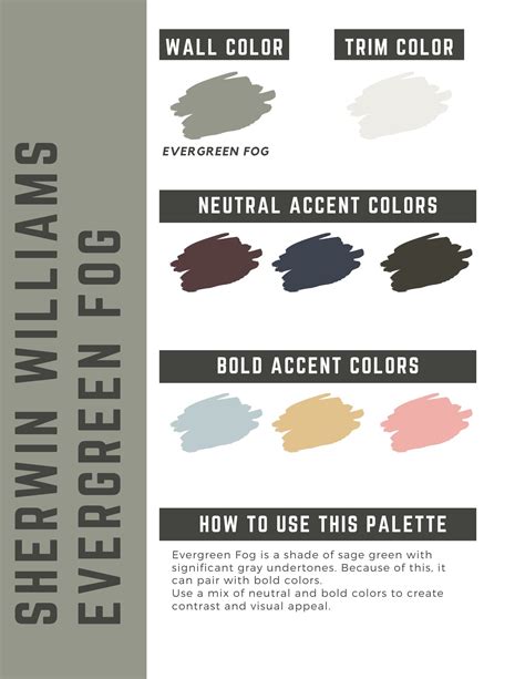 Sherwin Williams Evergreen Fog Paint Color Palette - colorful - The ...