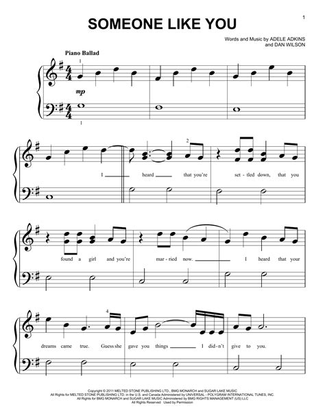 Someone Like You sheet music by Adele (Piano (Big Notes) – 89309)