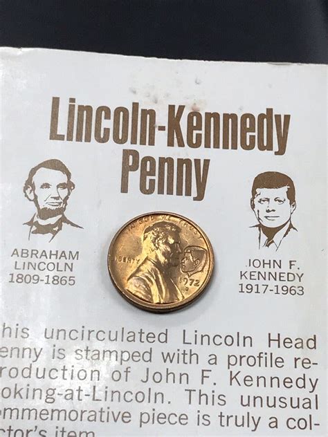 1972-D Lincoln Kennedy Stamped Penny Astonishing Similarities Coin | eBay