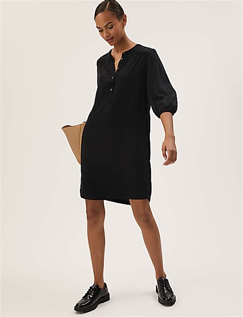 Buy Round Neck Knee Length Shift Dress at Marks & Spencer