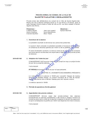 Remplissable En Ligne ville sainte-agathe-des-monts qc Procs-verbal des ...