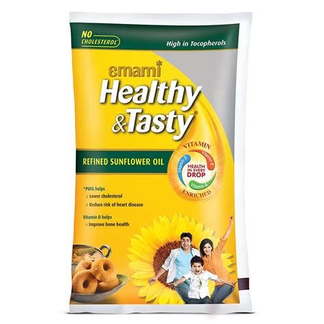 Emami Healthy and Tasty Refined Sunflower Oil Pouch, 1L : Amazon.in ...