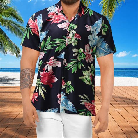 POTETI Mens Summer Shirts Beach Hawaiian Plus Size Short Sleeve Button ...
