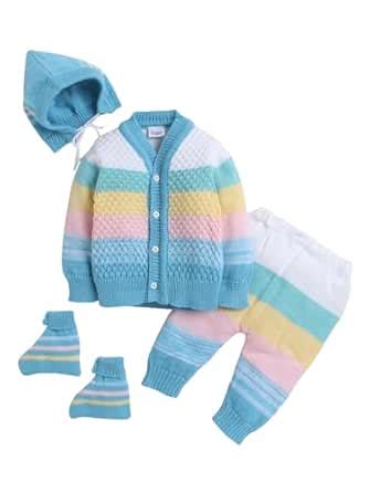 Buy Little Angels 4-Piece Baby Woollen Winter Set | Knitted V-Neck ...