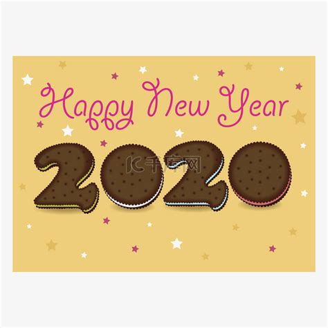 祝2020年新年快乐。 巧克力饼干素材图片免费下载-千库网