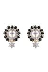 Buy Black Beads, Crystals Stone Studded Floral Earrings by Sica ...
