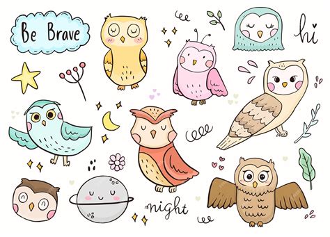 Desenho de esboço de etiqueta de doodle de coruja. | Vetor Premium