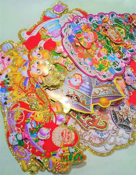 Christmas stickers one side plane and one side 3 D. 3 Pic Design As per ...